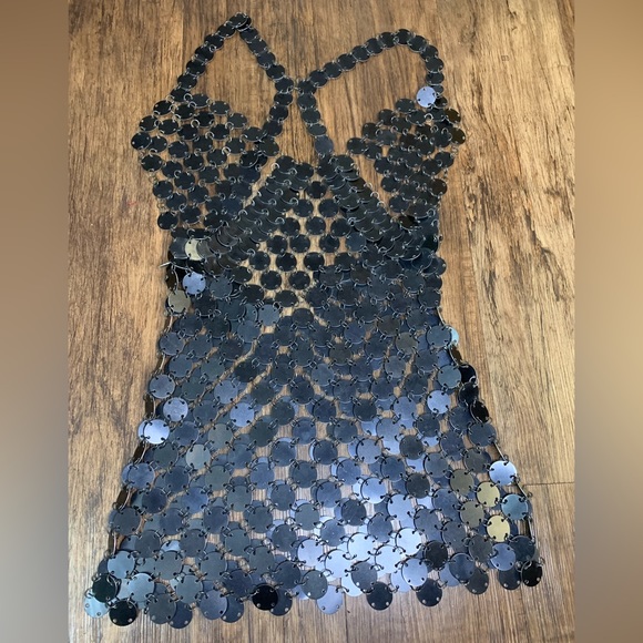 FANNIE SCHIAVONI Metal Mesh Dress. Size S - Picture 4 of 7